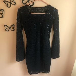 navy lace formal dress